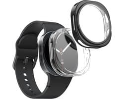 kwmobile 2x smartwatch hoes geschikt voor Samsung Galaxy Watch 8 (44mm) hoesje - Siliconen sporthorloge cover - Activity tracker case in transparant / zwart