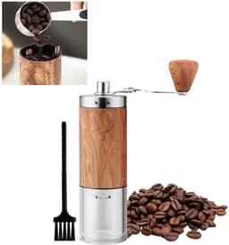 Handmatige koffiemolen - Draagbare visuele koffiezetter - Geschikt voor espresso, French press en filterkoffie - Ideaal voor thuis, op de camping en op reis - Bruin, 19 cm — thumbnail 1