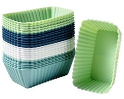 Taartvormpjes - 8*5*3 cm - Set van 24 - Siliconen taartvormpjes - Bakvormen - Antiaanbaklaag - Geschikt voor het maken van muffins, taarten, gebak en pudding - Herbruikbare muffinvormpjes - Geschikt voor ovens en airfryers - Rechthoek