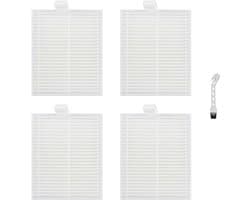 4 stuks HEPA Filter - Geschikt voor Eufy G50 Hybrid (SES) - L60 Hybrid (SES) - L60 - L60 SES - L50 - L50 SES - 6*7.5*0.9cm - met reinigingsborstel - Onderdelen - voor robotstofzuiger - Wit