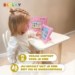DEPLAY Kindertablet SMART 5 – Android 15 - 64GB Opslag - 4GB RAM – Kidsproof Tablet – Ouder controle – Vanaf 2+ Jaar – 8 Inch – Met Pen, Beschermhoes, Keycord & Blauwlicht Screenprotector – 5000 mAh Batterij – Roze — thumbnail 2
