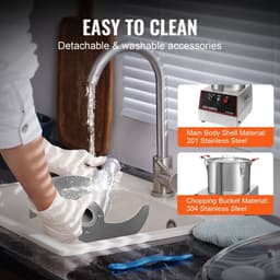 Elektrische groente- en fruitsnijder - Multi-cutter - 750 W - 7,71 L Capaciteit - RVS Behuizing - Drukknopbediening - Horecakwaliteit — thumbnail 5
