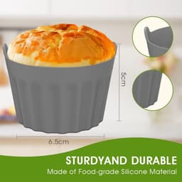 Bakvormen - 6 Stuks - Ovenschaal - Airfryer Accessoires - Siliconen - Bakje - Non-Stick - 8*8*5cm - Zwart + Grijs + Blauw — thumbnail 6