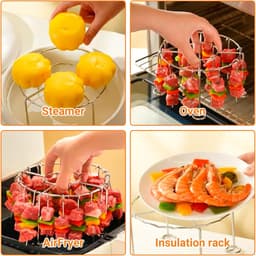 Airfryer accessoire, RVS BBQ spiesenset - 24 spiesen + ronde grillpan | Geschikt voor airfryer grillpannen, Geschikt voor Ninja airfryer grillpannen — thumbnail 3