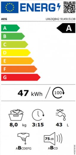 AEG LR63Q842 6000 serie ProSense® - Wasmachine - Energielabel A - 1400 toeren - 8 kg - NL/FR — thumbnail 3