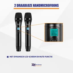 Power Dynamics PD522 microfoonsysteem met 2 draadloze UHF microfoons - 2x 100 kanalen - Met koffer — thumbnail 5