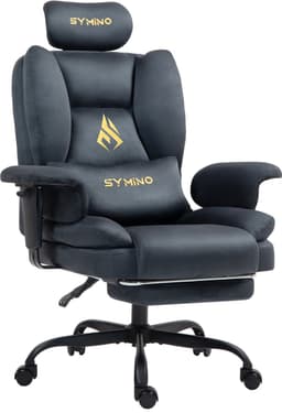 Symino sofa Gamingstoel - Directiestoel - Ergonomische bureaustoel met imitatiebont - Met voetensteun - In hoogte verstelbaar - Computerstoel - Draagvermogen 130 kg - grijs — thumbnail 1