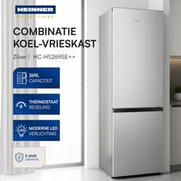 Heinner HC-HS269SE++ Koel-vriescombinatie 269 L – Mechanische Bediening – LED-verlichting – Omkeerbare Deur – Zilver – 5 Jaar Garantie — thumbnail 4