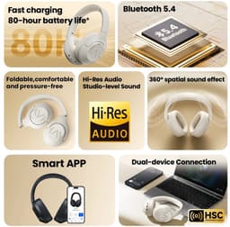 Lynly - HAYLOU S30 Draadloze Bluetooth 5.4-hoofdtelefoon 43dB Adaptieve ruisonderdrukkende headset koptelefoon met microfoon — thumbnail 5