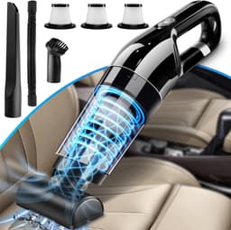 Sterke handstofzuiger, 10000 Pa mini handstofzuiger voor in de auto, multifunctioneel, lichtgewicht, draagbare autostofzuiger, draadloos met 3 HEPA-filters, batterij, natte en droge handen — thumbnail 1