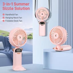 Draagbare Handventilator met Waternevel en Oplaadbare Batterij - 5 Snelheden en Digital Display — thumbnail 2