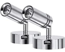 Dimbare 3W LED Leeslamp 12V/24V met Geïntegreerde USB Laadpoort voor Caravan en Camper