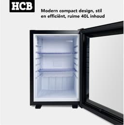 HCB® - Professionele Horeca Minibar koeling - 40L - Mini Koelkast met glazen deur - Kleine drankenkoelkast - D - Zwart - Flessenkoelkast - Bier koelkast - tafelmodel - 42.2x40x56.8 cm (DxBxH) - 13 kg - Frigo - 9968 — thumbnail 6