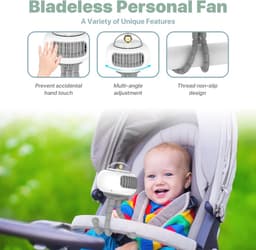 Stille USB-ventilator voor kinderwagens - Oplaadbaar, 4 Snelheden, Flexibel Statief en Handheld Gebruik — thumbnail 3