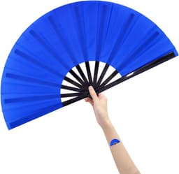 Grote Opvouwbare Ventilator - Chinese en Japanse Stijl Handventilator voor Vrouwen - Perfect als Cadeau en voor Dansen - Blauw — thumbnail 2