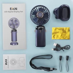 Draagbare USB Oplaadbare Handventilator met 5 Snelheden en 5000mAh Batterij — thumbnail 1