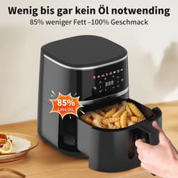 Compacte AirFryer 4.3 Liter met Digitale Touch Display, 1500 Watt en 8 Voorinstellingen — thumbnail 2