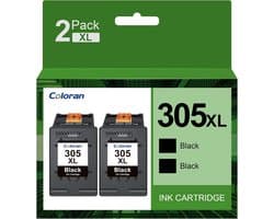 2 Zwarte Inktcartridges Compatibel met 305XL voor Diverse Printers
