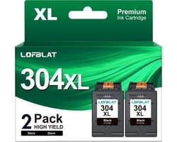 2-Pack Zwarte inktpatronen 304XL vervanging voor printers (Hoge capaciteit)