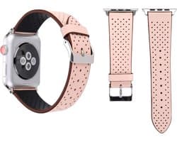 By Qubix - Geschikt voor Apple Watch bandje - Dot Pattern Leren bandje - Roze - Geschikt voor Apple Watch 38 mm / 40 mm / 41 mm / 42 mm - Smartwatch bandje - leren smartwatchbandje - Horlogebandje