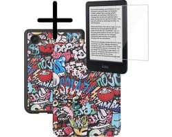 Hoes Geschikt voor Kobo Clara BW Hoesje Bookcase Cover Hoes Met Screenprotector - Hoesje Geschikt voor Kobo Clara BW Hoes Cover Case - Graffity