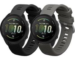 kwmobile 2x horlogebandjes geschikt voor Garmin Forerunner 165 / Forerunner 165 Music bandje - Smartwatch bandjes van TPU - Activity tracker horloge band in zwart / grijs