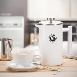 French press koffiepot gemaakt van dubbelwandig roestvrij staal - Zwarte persfilterkan - Franse koffiepers - 350 ml — thumbnail 2