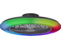 Brilliant Salerno - Plafondventilator - Met verlichting - LED 48W - 3000K-6500K - 58cm - Dimbaar - Zwart - Zeer stil — afbeelding 1