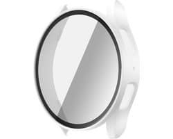 Hoesje Geschikt voor Samsung Galaxy Watch 7 44MM - Bumper Case met Ingebouwde Tempered Glass - Volledige Bescherming - Wit