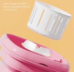 Opvouwbare Draagbare Mini Wasmachine - Huishoudelijk Gebruik - Multifunctioneel - Afvoerpijp Adapter - Babykleertjes - Roze en Wit - Mini wasmachine — thumbnail 3