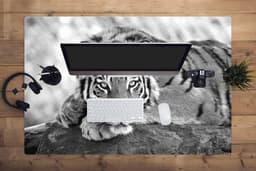 Muismat XXL 120x80 cm - Bureau onderlegger - Bureau mat Tijger - Boom - Zwart - Wit - Bureaumat - Gaming mousepad xl - Bureaulegger groot - Computer deskmat — thumbnail 3