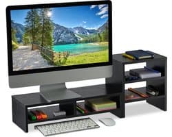 monitorstandaard - opbergruimte - 2 onderdelen - beeldscherm verhoger - met organizer