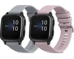 kwmobile 2x horlogebandjes geschikt voor Garmin Venu Sq Music / Sq bandje - Smartwatch bandjes van TPU - Activity tracker horloge band in grijs / oudroze