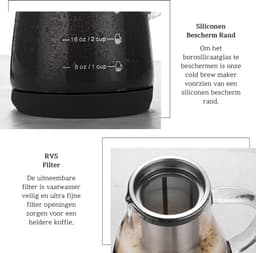 Cold Brew Koffie Maker - Slow Coffee - Borosilicaat Glas - 0.9 Liter - Uitneembare Filter — thumbnail 3