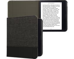 kwmobile hoes geschikt voor Kobo Libra Colour - Canvas beschermhoes in antraciet / zwart - Voor e-reader -