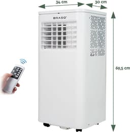 BRASQ 3-in-1 Mobiele airco met Raamafdichtingskit - Met afstandsbediening – Geschikt voor Slaapkamer - Woonkamer - Kantoor - Aircooler tot 16m2 - 9000 BTU – Wit — thumbnail 11