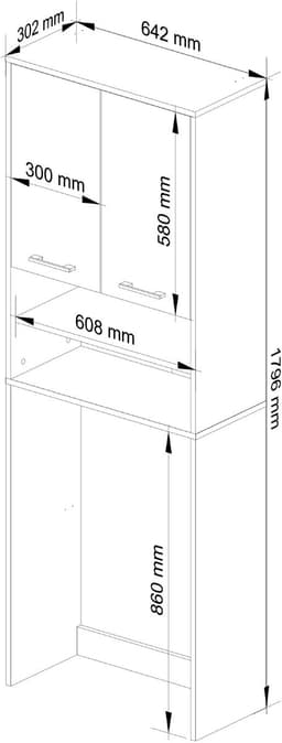 Badkamerkast voor Wasmachine FIN / Hoge Wasmachinekast met 2 Deuren / AKORD Furniture Factory / Artisan Eik / 65 x 180 x 30 cm — thumbnail 5