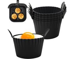 airfryer accessoires-6 stuks-Airfryer eiervorm-airfryer siliconen bakje-BPA-vrij-Geschikt voor alle airfryers-Zwart