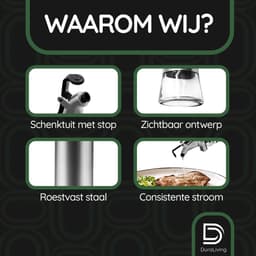 Duraliving® Olijfolie fles met schenktuit Premium - Oliefles met Schenktuit - Olie fles Glas - BBQ Accesoires - Airfryer - Olie Sprayer - Set van 2 — thumbnail 5