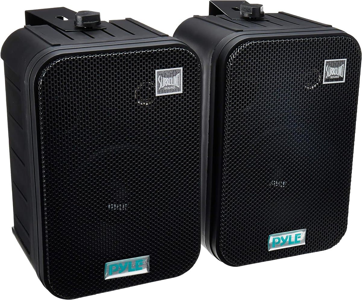 Pyle Home PDWR50B waterbestendig universeel duo luidsprekersysteem binnen-buiten - Zwart - Zwembad — afbeelding 1