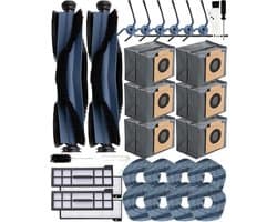 29-delige accessoireset voor Eufy X10 Pro Omni robotstofzuiger, 2 rolborstels, 6 zijborstels, 6 stofzakken (actieve kool), 4 HEPA-filters, 8 reinigingsdoeken, 2 reinigingsborstels, 1