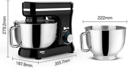Keukenmixer - Keukenmachine - Foodprocessor - Keukenrobot - 1000W – 8 Snelheden – 4.5L Roestvrijstalen Kom – Elektrische Foodmixer - Zilver — thumbnail 2