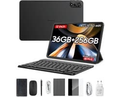 Blackview MEGA 2 Tablet Sets - Android 15 - 4G LTE+WiFi - 12 Inch - 36GB RAM - 256GB - Widevine L1 - 9000mAh - Grijs