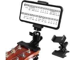 Gitaarhoofdtelefoonhouder - 360° draaibare livestreamhouder voor gitaar/bas - Geschikt voor telefoons van 2,16-2,95 inch