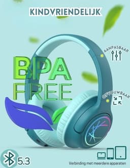 StayPowered Koptelefoon voor Kinderen - de Ultieme Kinderhoofdtelefoon met 43 Uur Speeltijd en Veilige Volumebegrenzing - Ingebouwde Verlichting - Opvouwbaar Ontwerp - USB C - Bedraad/Bluetooth -Lichtblauw - Levering Sneller dan Aangegeven! — thumbnail 5