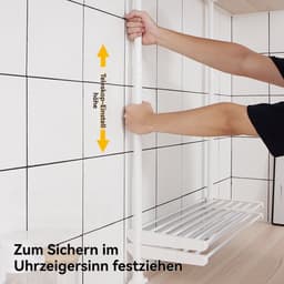 CHIWIN Magnetron Rek Uitschuifbaar - Keukenkast voor Magnetron - Magnetron Opbergrek - Magnetronkast - Keuken Organizer - met 5 S-vormige Haken - Geen Boren - voor Magnetrons, Koffiezetapparaten, Airfryers, Oven - Wit — thumbnail 8