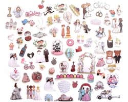 68 Bruiloft stickers voor Trouwalbum, Scrapbooking Wedding Journal, Laptop etc. Thema: Trouwerij, Liefde, Bruid, Bruidegom