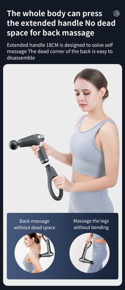 Massage Gun ExtendGun met Verlengbare Arm - Professioneel Massage Apparaat Pistool met 4 Massagekoppen - Zwart — thumbnail 3