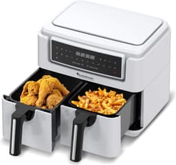 TurboTronic AF118 Dubbele Airfryer XXL - Digitale Heteluchtfriteuse - Dubbele mand - 7,6 Liter - 2x 3,8L - 12 programma's - Touchscreen - Wit — thumbnail 4