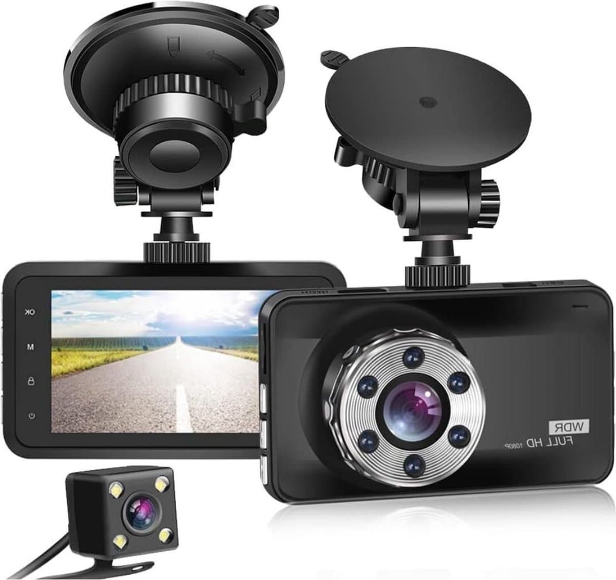 Dual Dashcam - Dashcam Voor Auto 1080p Full HD - Voor en Achter Camera Met 3-inch Lcd-Display – Auto Camera Met Bewegingsdetectie - Nachtzicht - Versnellingssensor — afbeelding 1